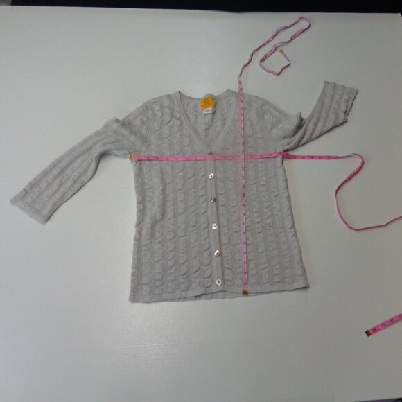 Ruby Road Size Petite Small Light Gray/Silver Sparkly Cardigan - Picture 7 of 9